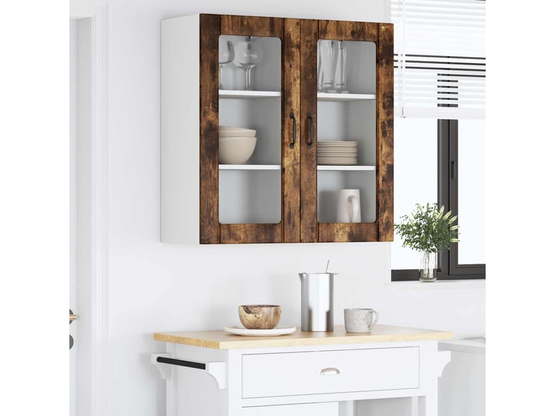 Meuble mural de cuisine, cabinet en verre mural 2 pcs chêne fumé bois d'ingénierie shl9514 - Conforama D