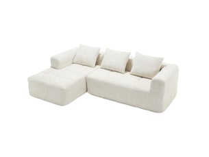 Canapé d'angle compressé gauche fixe <strong>MODENVIE</strong> <strong></strong> 3 places Tissu beige
