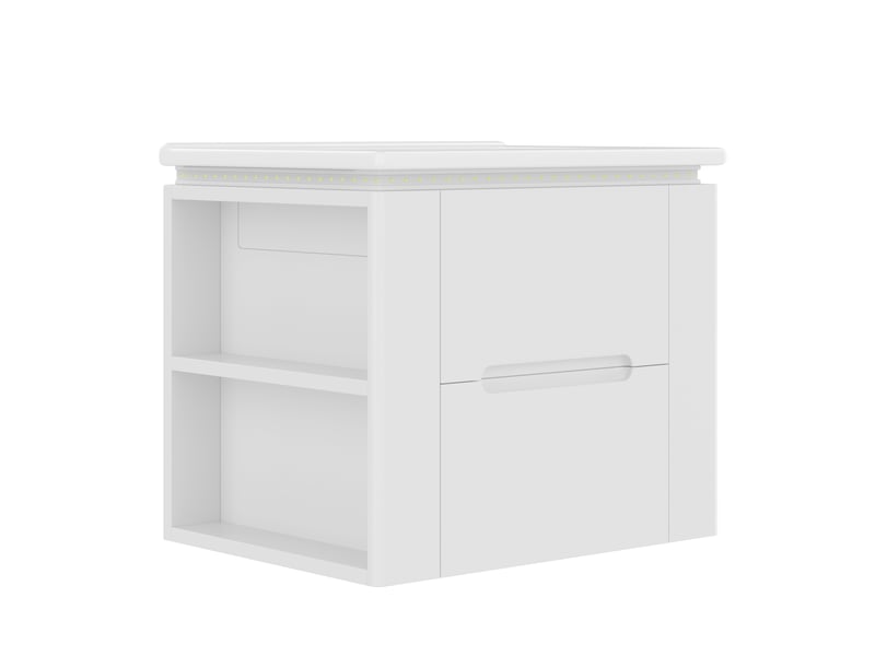  Meuble vasque mural salle de bain blanc 61 cm avec lavabo intégré, led radar et 2 tiroirs silencieux  - Conforama E