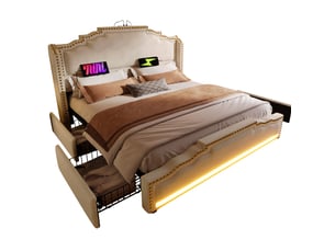 Lit avec rangement 140x200 cm <strong>HAUSS SPOLE</strong>  <strong></strong> coloris beige