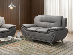 Canapé droit fixe <strong>BELIANI</strong> <strong></strong> 2 places 100% Cuir gris avec coffre de rangement
