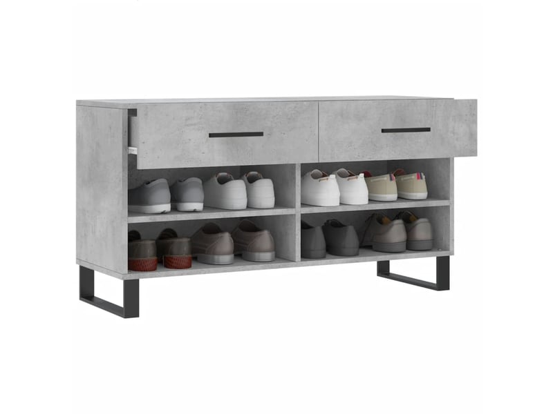  Banc à chaussures, meuble à chaussures gris béton 102x35x55 cm bois d'ingénierie shl4744  - Conforama D