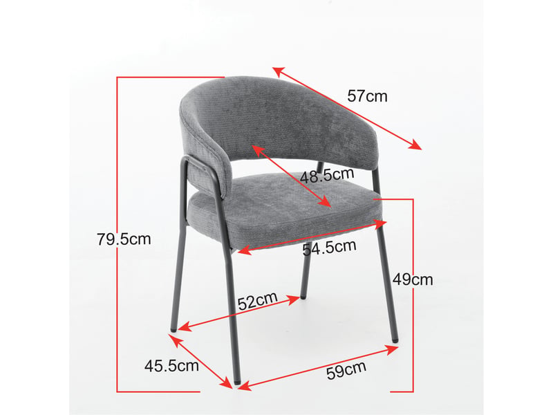  Chaise de salle à manger avec accoudoirs en tissu chenille, pieds en métal W3223P435434 - Conforama C