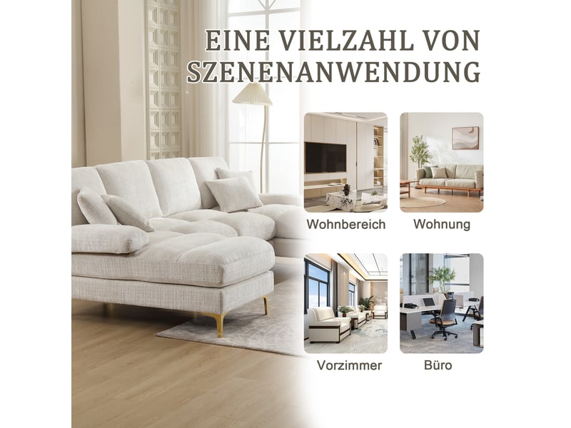 Canapé d'angle, canapé chenille – en chenille, pour salon, pour appartement, forme u - Conforama W