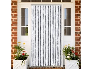 Rideau anti-mouches, moustiquaire gris et blanc 100x230 cm chenille cf43543
