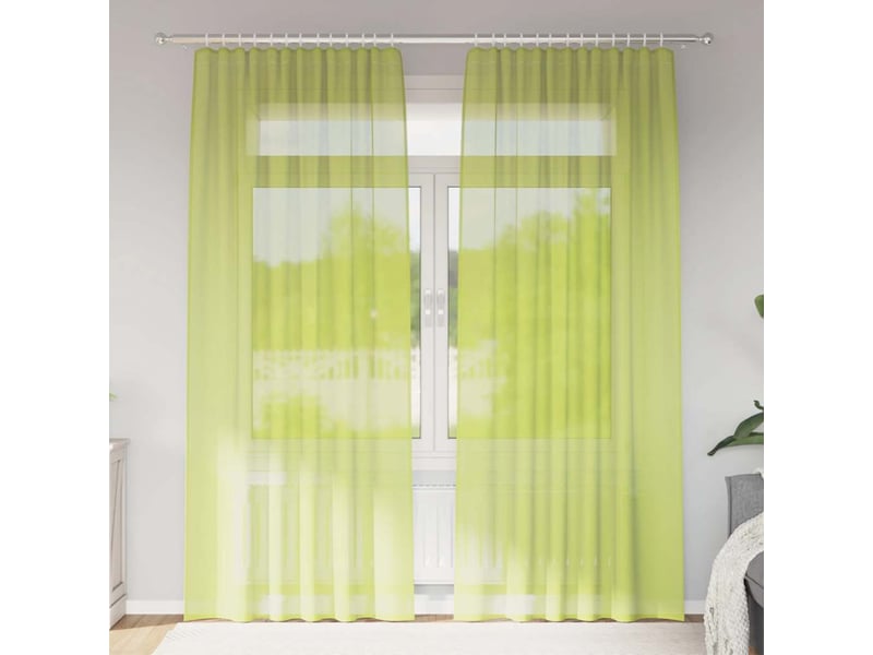 Lot de 2 rideaux en voile, voilages à œillets vert pomme cf44285 - Conforama B