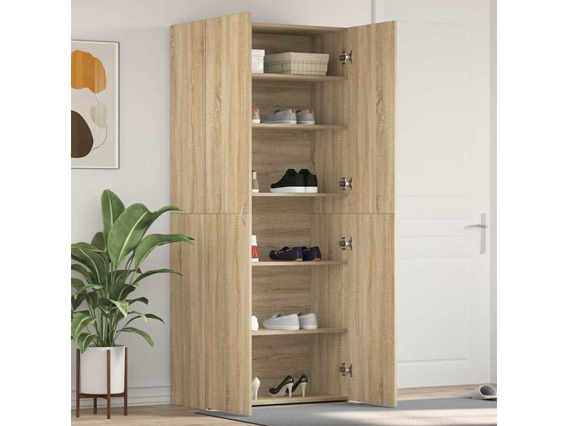 Meuble à chaussure, cabinet à chaussures 80x35.5x180 cm bois d'ingénierie shl5489 - Conforama B