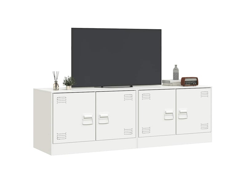  Lot de 2 meuble tv bas salon blanc 67x39x44 cm acier shl67403  - Conforama D
