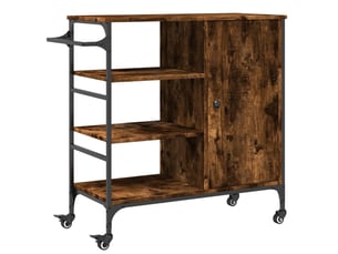 Desserte de cuisine, chariot de rangement chêne fumé 87,5x38,5x84,5 cm bois ingénierie