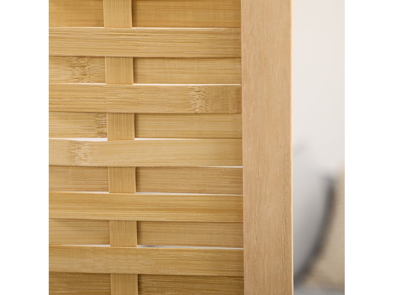 Paravent pliable 4 panneaux 160 x 170 cm - naturel - séparation d'espace et intimité en bambou - Conforama D