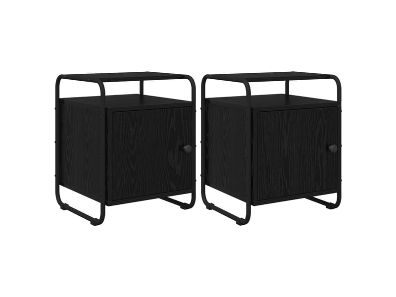 Table de chevet - cabinet de chevet - table de nuit 2 pc chêne noir bois d'ingénierie - Conforama A