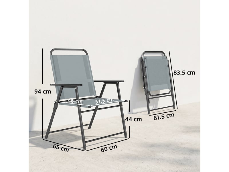 Chaises de jardin pliantes, lot de 2 chaises de camping avec assise en maille grise. - Conforama E