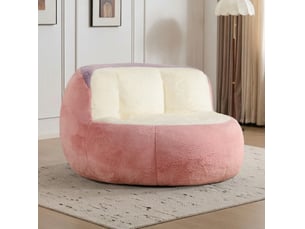 Fauteuil pouf grand format avec poignée et base antidérapante, rembourré de mousse, en fausse fourrure multicolore