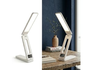 Lampe de bureau led avec horloge connectée, pliable – 3 températures de couleur, commande tactile-bitête-version usb