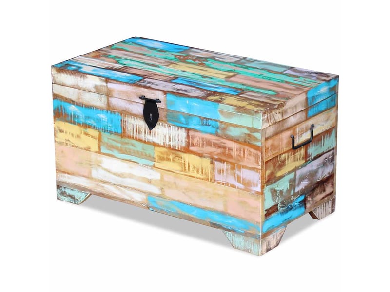  Coffre de rangement, boîte de rangement de rangement bois de récupération massif shl39725  - Conforama D