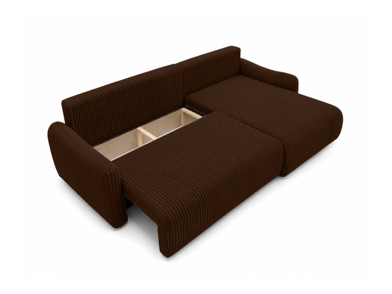  Apoline - canapé d'angle réversible convertible 4 places avec coffre en velours côtelé  - Conforama D