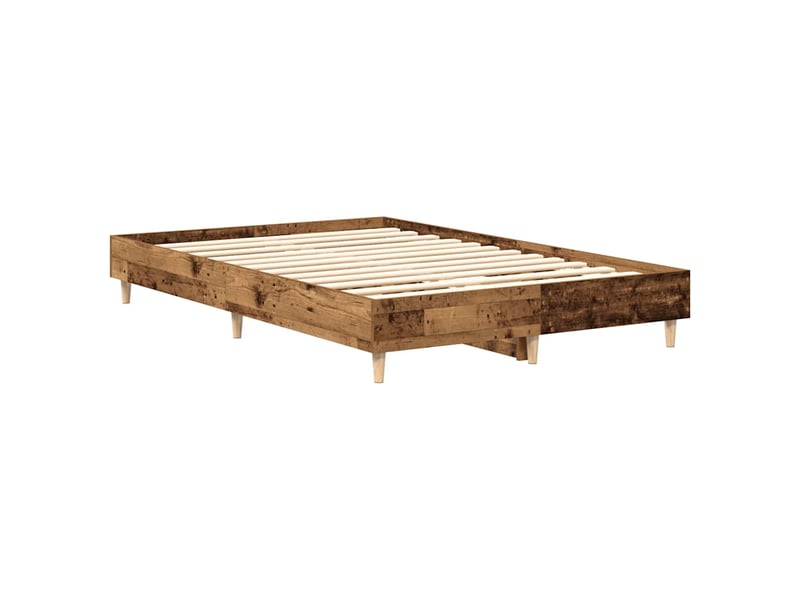  Lit double- lit adulte -  cadre de lit sans matelas vieux bois 135x190 cm bois ingénierie  - Conforama C