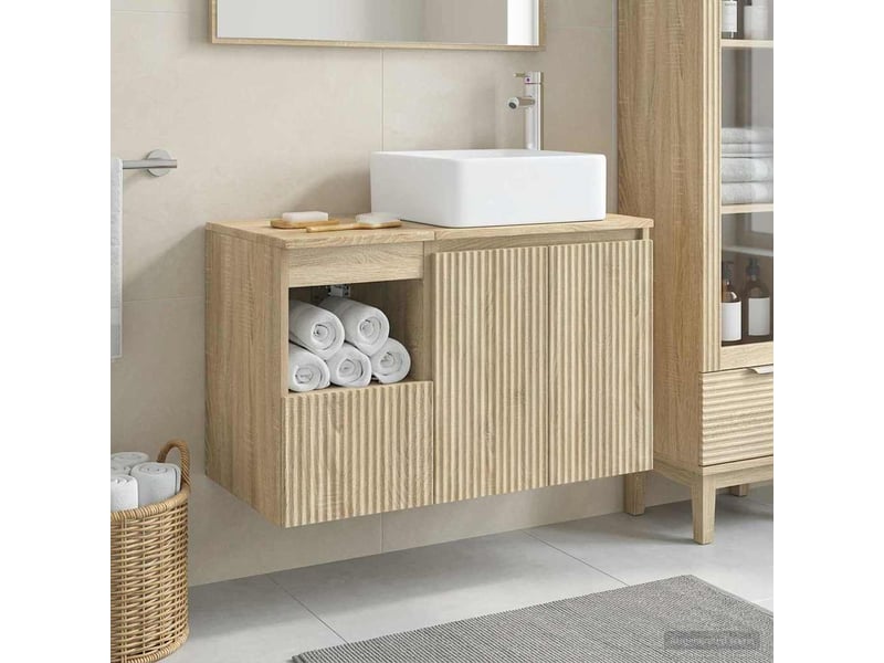  Ensemble de mobilier de salle de bain 2 pc chêne sonoma cf64130  - Conforama B