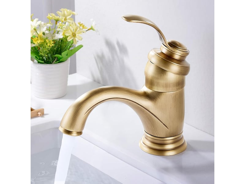  Robinet de salle de bain vintage, mitigeur de lavabo en laiton à poignée unique, robinet d'évier moderne, eau chaude et froide réglable, laiton 38'' NW002235 - Conforama D
