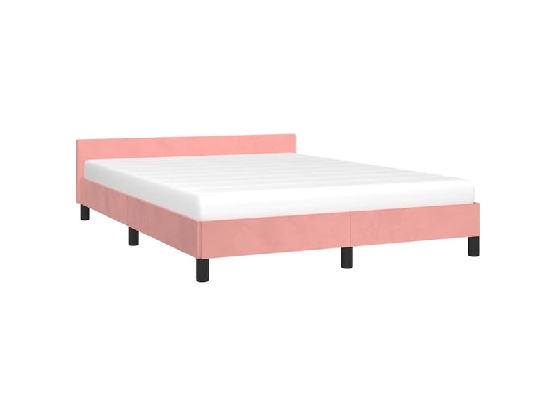  Lit double- lit adulte -  cadre de lit et tête de lit sans matelas rose 140x200cm velours  - Conforama B