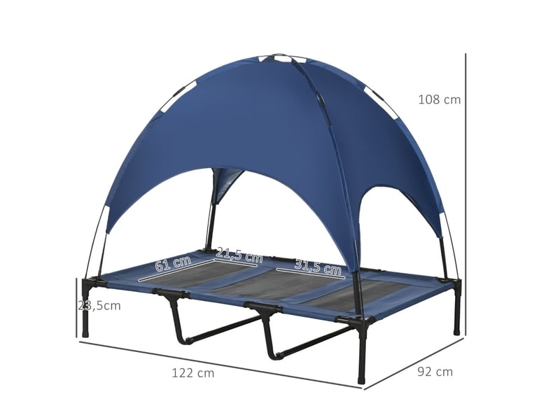  Lit surélevé extérieur  122x92 cm – bleu foncé – baldaquin pliable et transportable  - Conforama C