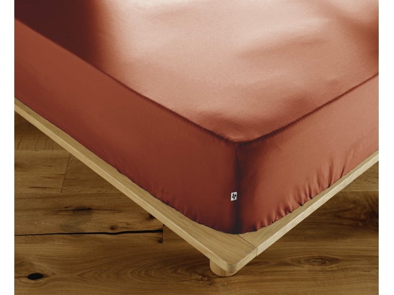  Drap-housse 140 x 190 cm percale de coton 120 fils unie perrine tomette 15197 - Conforama A