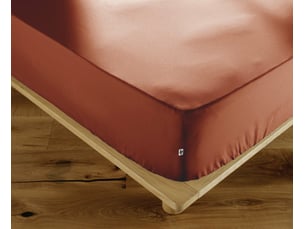 Drap-housse 140 x 190 cm percale de coton 120 fils unie perrine tomette