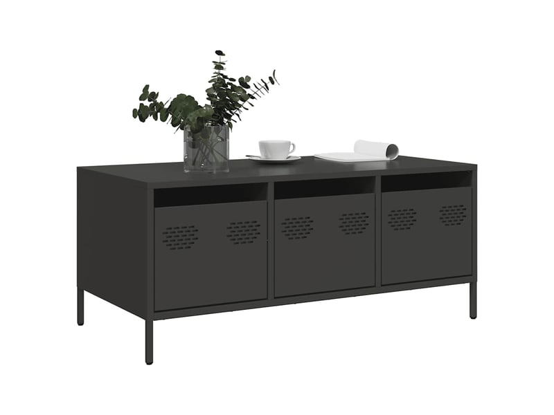  Table basse - table de salon - table à thé noir 101,5x50x43,5 cm acier laminé à froid  - Conforama D