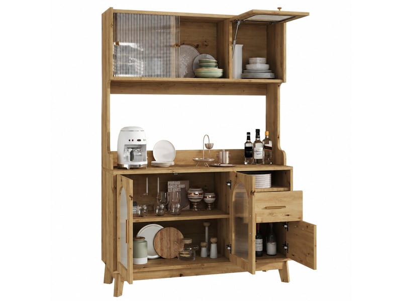 Meuble de cuisine muvano, buffet haut de salle à manger avec prises et ports usb, 120 × 40 × 178 cm - Conforama A