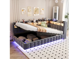 Lit coffre 90x200 cm HAVRYA coloris gris