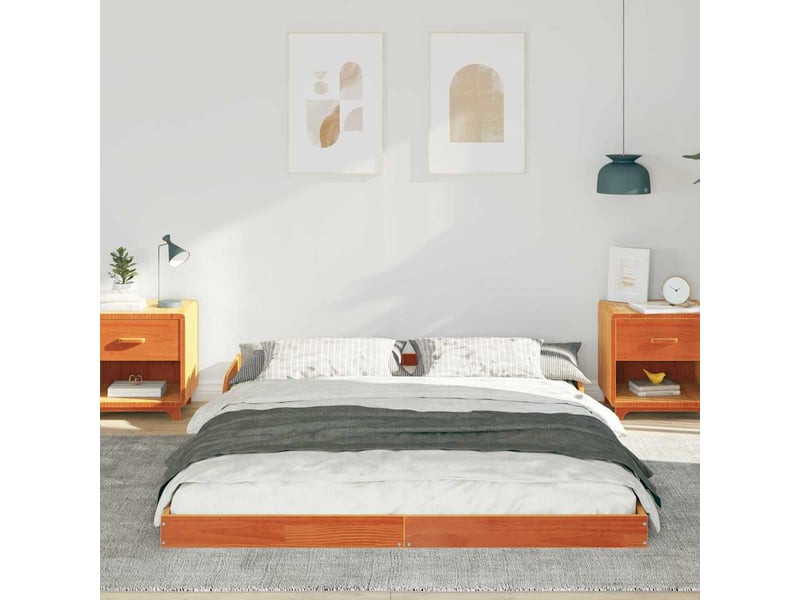 Lit double- lit adulte - cadre de lit brun 150 x 200 cm pin massif - Conforama B