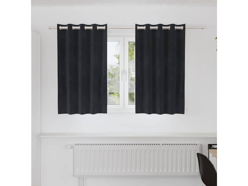  Lot de 2 rideaux, rideaux de fenêtre noir 140 x 140 cm velours cf44091  - Conforama B