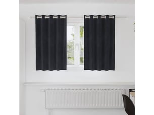 Lot de 2 rideaux, rideaux de fenêtre noir 140 x 140 cm velours cf44091