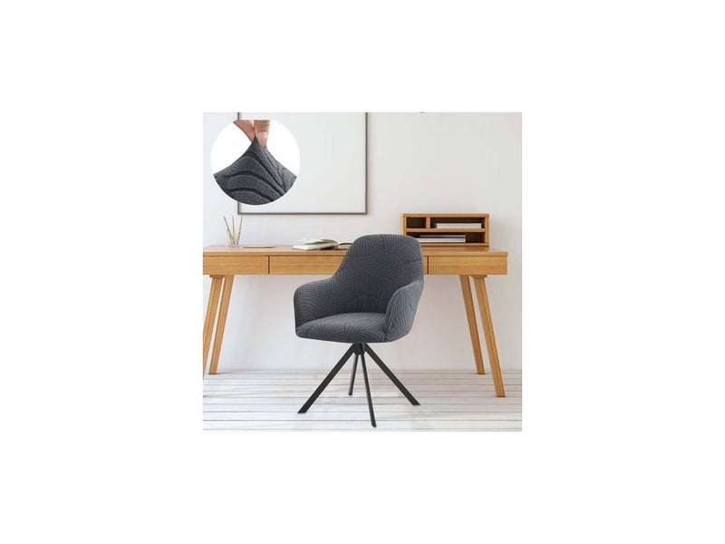 Lot de 2 housses de chaise extensibles avec accoudoirs, amovibles, lavables - pour salle à manger, restaurant, chaise de bureau - universel - gris foncé - Conforama D