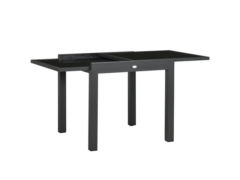  Table de jardin extensible aluminium gris, noir 160x80x75cm  - Conforama A