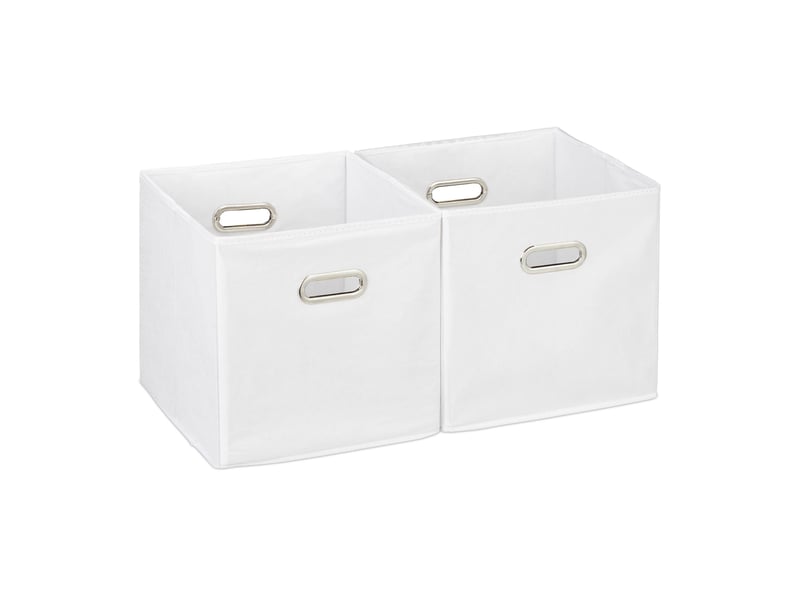  Lot de 2 boîtes de rangement pliables pratiques pour linge jouets salle de bain 30 x 30 x 30 cm en polyester blanc 13_0007599  - Conforama A
