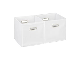 Lot de 2 boîtes de rangement pliables pratiques pour linge jouets salle de bain 30 x 30 x 30 cm en polyester blanc 13_0007599