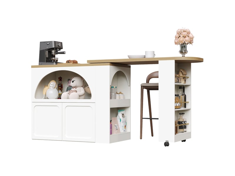  Table de bar extensible avec rangements et led 135-205x39x100 cm blanc N620BZ251006W - Conforama B