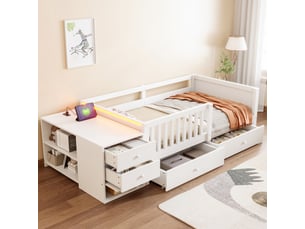 Lit simple 90x200 cm <strong>SAPGAKS</strong> <strong></strong> coloris blanc