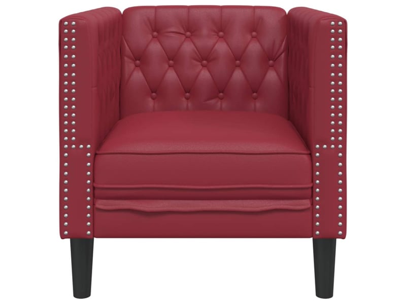Fauteuil chesterfield rouge bordeaux similicuir - Conforama D