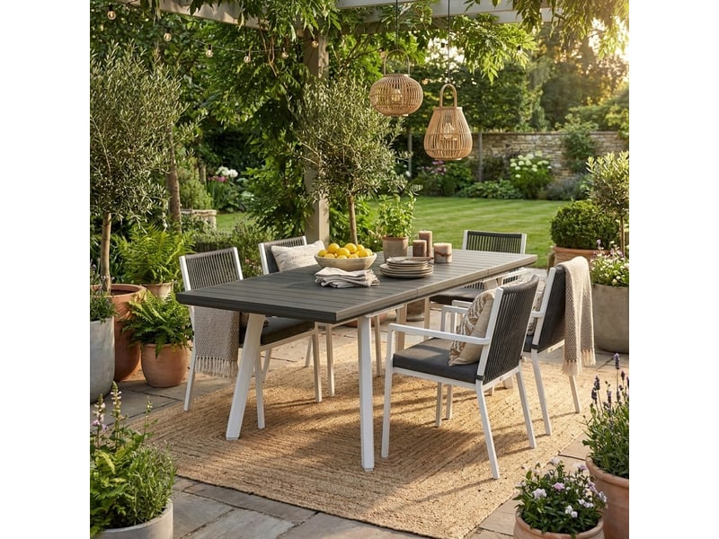  Table de salle à manger extensible effet bois 160-240x100 harmony - gris foncé  - Conforama B
