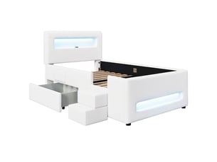 Lit avec rangement 90x200 cm <strong></strong>  <strong></strong> coloris blanc