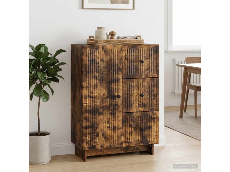  Buffet - bahut - meuble de rangement chêne fumé 66 x 34,5 x 90 cm bois d'ingénierie  - Conforama B