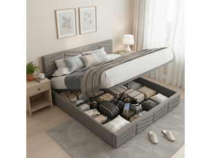 Lit coffre 140x200 cm SWEIKO   coloris gris