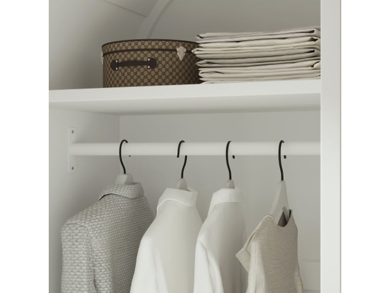  Placard bois aspect rattan blanc 80x50x180 cm - armoire à linge avec tringle et tiroir - chambre, enfant, couloir  - Conforama E