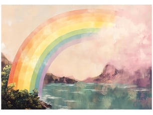 Papier peint panoramique intissé fille arc-en-ciel coloré - 400x280 cm - papier peint enfant