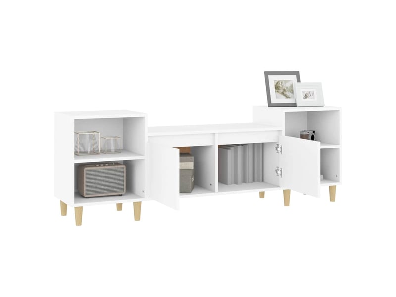  Meuble tv - banc tv - meuble de rangement blanc 160x35x55 cm bois d'ingénierie  - Conforama E