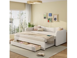 Lit avec rangement 90x200 cm <strong>ELVMI</strong>  <strong></strong> coloris beige