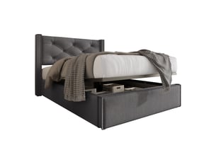 Lit coffre 90x200 cm ULQENI   coloris gris