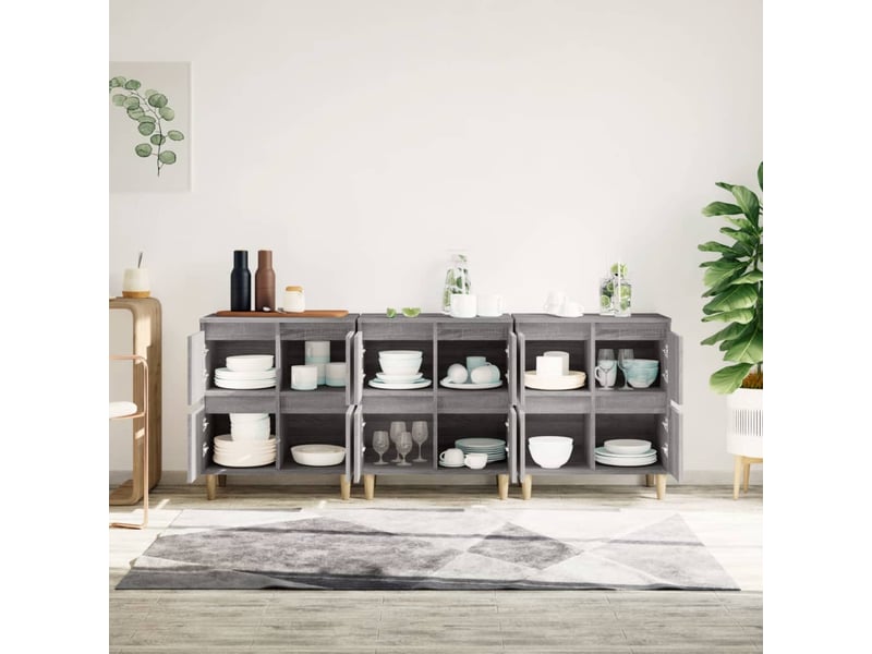  Buffets 3 pcs - bahut - meuble de rangement sonoma gris 60x35x70 cm bois d'ingénierie  - Conforama C